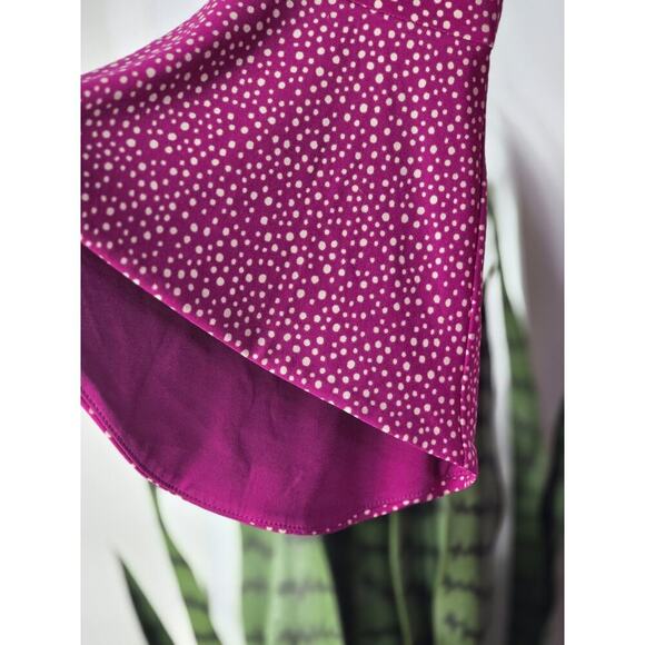 Chicos Womens Small Raspberry Polka Dot Flare Sleeve A Line Dress Lined Vneck - Picture 4 of 6